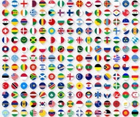 World flags round icons vector material