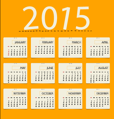 Yellowness style calendar 2015 vector 01