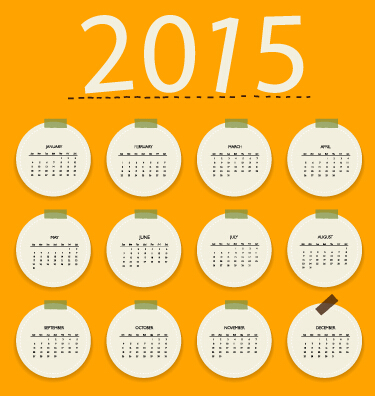 Yellowness style calendar 2015 vector 02