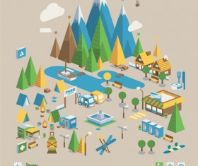 camping elements business template vector