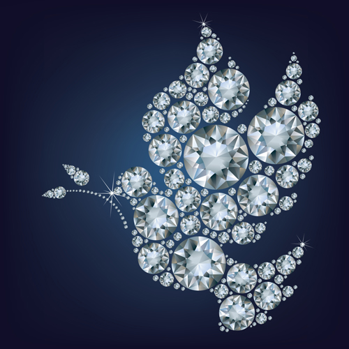 glossy diamonds bird vector material