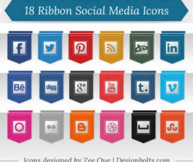 Creative Ribbon Social Media icons