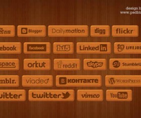 Wooden style social icons