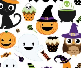 Vector happy Halloween icons design elements
