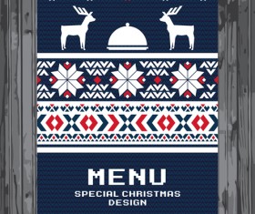 knitted pattern christmas menu cover vector