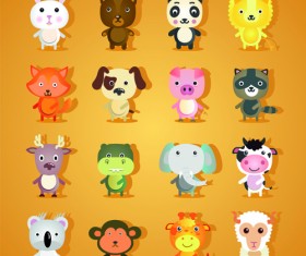 lovely animal cartoon style vector 01