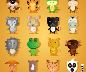 lovely animal cartoon style vector 02