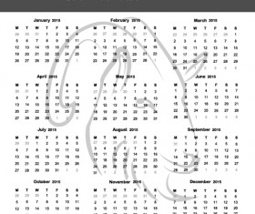 simple grid calendar 2015 vector set 01