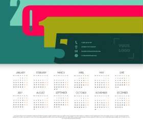 simple grid calendar 2015 vector set 02