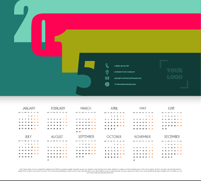 simple grid calendar 2015 vector set 02