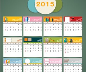simple grid calendar 2015 vector set 03