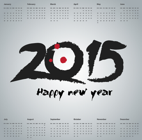 simple grid calendar 2015 vector set 04