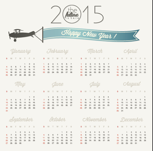 simple grid calendar 2015 vector set 05