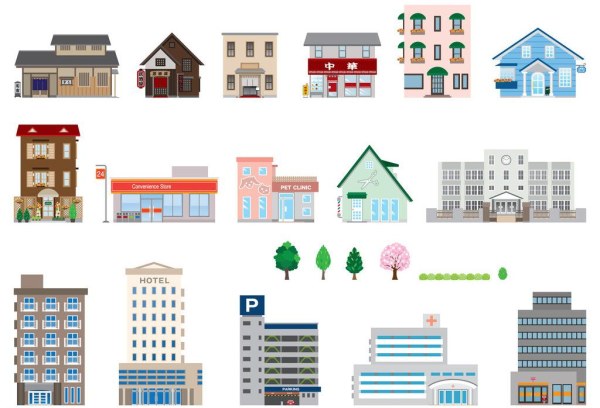 skyscrapers with house vector graphics