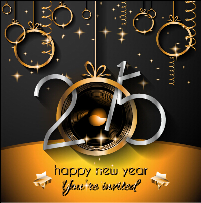 2015 new year golden ornaments background set 01