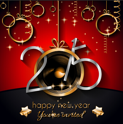 2015 new year golden ornaments background set 02