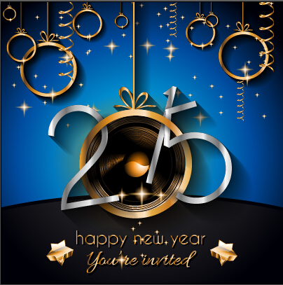2015 new year golden ornaments background set 03