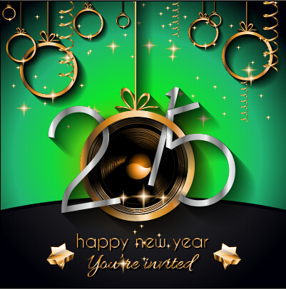 2015 new year golden ornaments background set 04