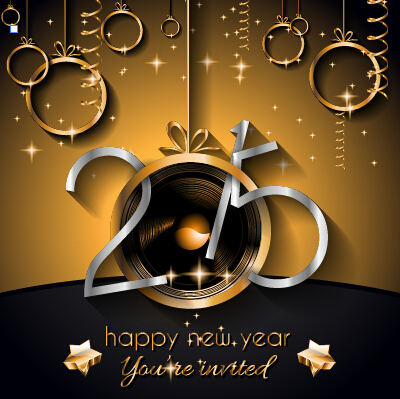 2015 new year golden ornaments background set 05