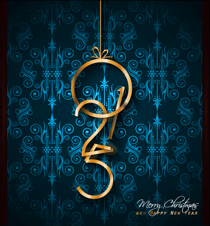 2015 new year golden ornaments background set 06