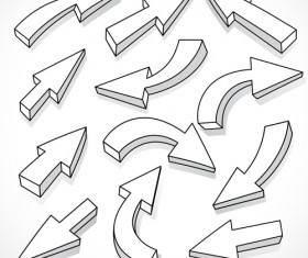 3D arrows outline vector material 02