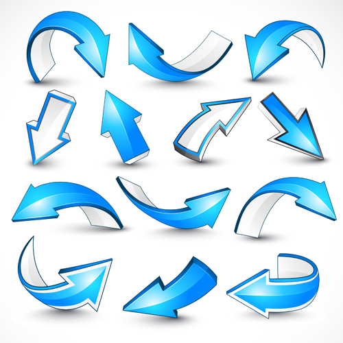 Download 3D blue arrows vector material 01 free download