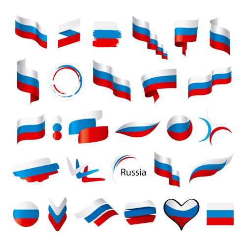 Abstract flags Icons set vector 01