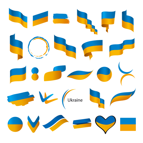 Abstract flags Icons set vector 03