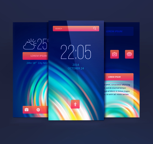 Abstract style mobile interface theme vector 01