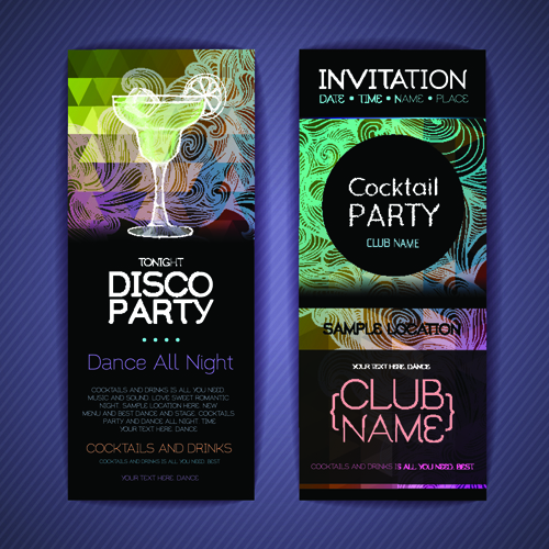 Banners disco party creative vector 07
