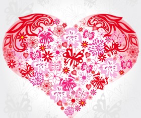 Beautiful butterflies and heart shapes vector