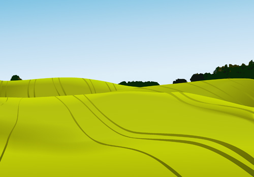 Beautiful fields landscapes vector set 02