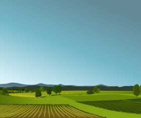 Beautiful fields landscapes vector set 04