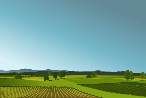 Beautiful fields landscapes vector set 04