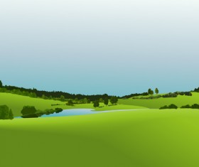 Beautiful fields landscapes vector set 05