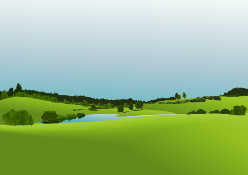 Beautiful fields landscapes vector set 05