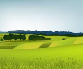 Beautiful fields landscapes vector set 06