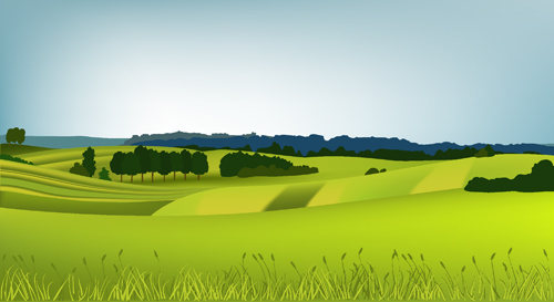 Beautiful fields landscapes vector set 06