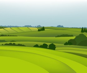 Beautiful fields landscapes vector set 07