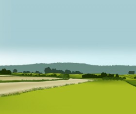 Beautiful fields landscapes vector set 08