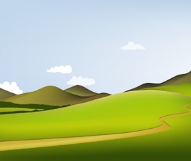Beautiful fields landscapes vector set 09