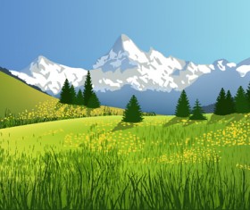 Beautiful fields landscapes vector set 11