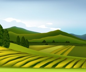 Beautiful fields landscapes vector set 12