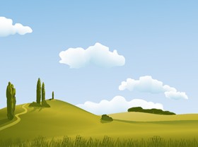 Beautiful fields landscapes vector set 14