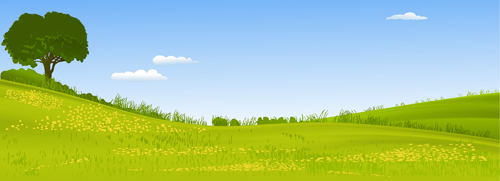 Beautiful fields landscapes vector set 17