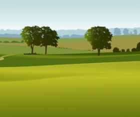 Beautiful fields landscapes vector set 18
