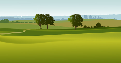 Beautiful fields landscapes vector set 18