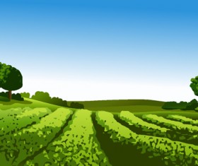 Beautiful fields landscapes vector set 20