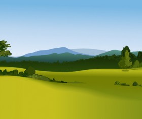 Beautiful fields landscapes vector set 21