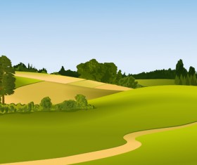 Beautiful fields landscapes vector set 23